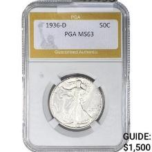 1936-D Walking Liberty Half Dollar PGA MS63