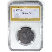 1819/8 Coronet Head Large Cent PGA AU58