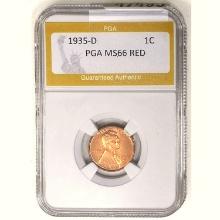 1935-D Wheat Cent PGA MS66 RED