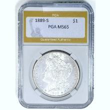 1889-S Morgan Dollar PGA MS65 SILVER