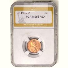 1935-D Wheat Cent PGA MS66 RED
