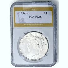 1926-S Silver Peace Dollar PGA MS65