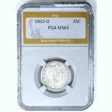 1892-O Barber Quarter PGA MS63