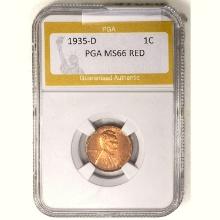 1935-D Wheat Cent PGA MS66 RED
