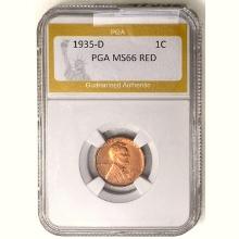 1935-D Wheat Cent PGA MS66 RED