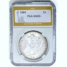 1884 $1 Morgan Dollar PGA MS65+