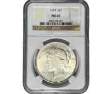 1924 Silver Peace Dollar NGC MS65