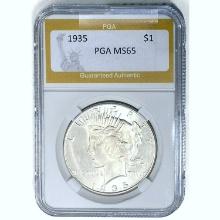 1935 Silver Peace Dollar PGA MS65