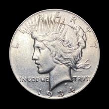 1934-S Silver Peace Dollar CHOICE AU