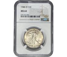 1946-D Walking Liberty Half Dollar NGC MS64