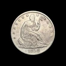 1858-O Silver Half Dollar (Seated Liberty) CLOSELY UNCIRCULATED