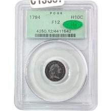 1794 Flowing Hair Half Dime PCGS F12 CAC OGH PQ