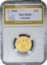 1994 $10 American Gold Eagle 1/4 OZ PGA MS69