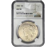 1927 Silver Peace Dollar NGC AU58