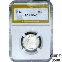 1934 Washington Silver Quarter PGA MS66