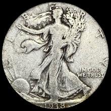 1938-D Silver Half Dollar Walking Liberty LIGHTLY CIRCULATED