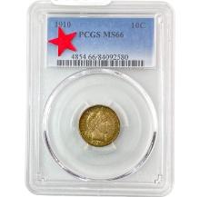 1910 Barber Dime PCGS MS66 GEM COLOR