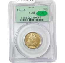 1875-S Twenty Cent Piece PCGS AU58 CAC OGH PQ