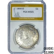 1890-O Morgan Silver Dollar PGA MS65