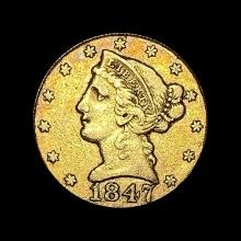 1847 Liberty Head $5 Half Eagle HIGH GRADE