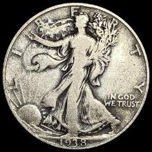 1938-D Silver Walking Liberty Half Dollar LIGHTLY CIRCULATED