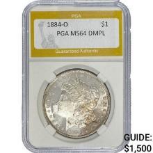 1884-O Morgan Silver Dollar PGA MS64 DMPL