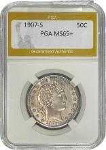 1907-S Barber Half Dollar PGA MS65+