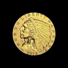 1913 Indian Head Gold $2.50 Quarter Eagle UNCIRCULATED