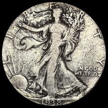 1938-D Silver Walking Liberty Half Dollar LIGHTLY CIRCULATED