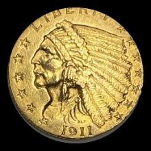1911 Indian Head Gold $2.50 Quarter Eagle CLOSELY UNCIRCULATED
