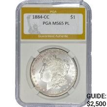 1884-CC Morgan Silver Dollar PGA MS65 PL