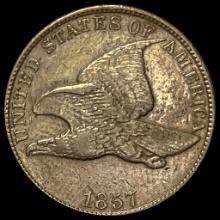 1857 Copper-Nickel Flying Eagle Cent CLOSELY UNCIRCULATED