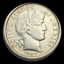 1907-D Silver Barber Dime NEARLY UNCIRCULATED