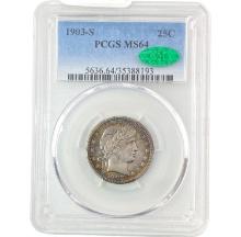 1903-S Barber Quarter PCGS MS64 CAC PQ COLOR