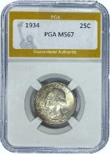 1934 25C Washington Quarter PGA MS67