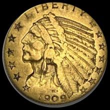 1909 Indian Head Half Eagle $5 Gold NEARLY UNCIRCULATED