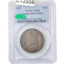 1807 Lg Star, 50/20 Capped Bust Half Dollar PCGS VF35 CAC PQ