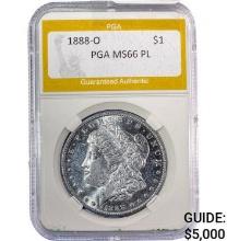 1888-O Morgan Silver Dollar PGA MS66 PL
