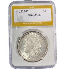 1921-D Morgan Silver Dollar PGA MS66