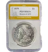 1878 REV OF 79 Morgan Silver Dollar PGA MS63+