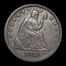 1858 Seated Liberty Quarter NEARLY UNCIRCULATED