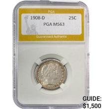1908-D Barber Quarter PGA MS63