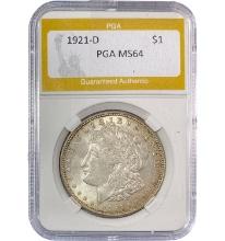 1921-D Morgan Silver Dollar PGA MS64