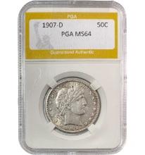 1907-D Barber Half Dollar PGA MS64