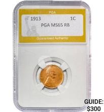 1913 1C Lincoln Wheat PGA MS65 RB