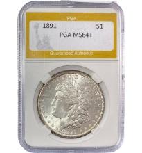 1891 Morgan Silver Dollar PGA MS64+