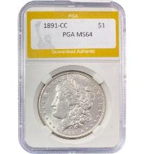 1891-CC Morgan Silver Dollar PGA MS64