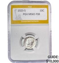 1923-S Mercury Dime PGA MS65 FSB