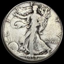 1938-D Silver Half Dollar Walking Liberty LIGHTLY CIRCULATED