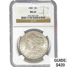 1887 Morgan Silver Dollar NGC MS65